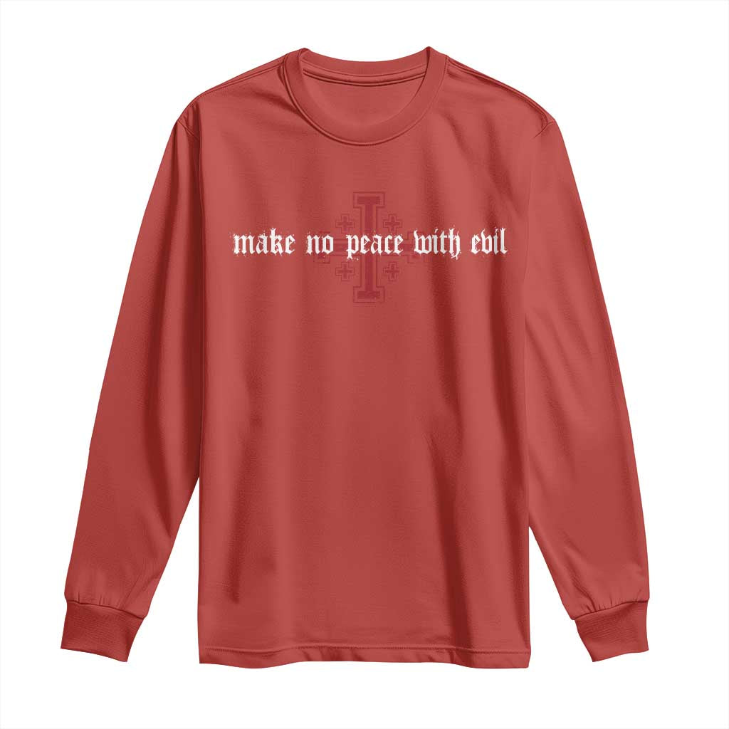 Make No Peace with Evil Knight Templar Jerusalem Crusade Cross Long Sleeve Shirt TS11 Red Print Your Wear