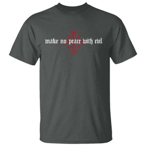 Make No Peace with Evil Knight Templar Jerusalem Crusade Cross T Shirt TS11 Dark Heather Print Your Wear