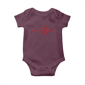 Deus Vult Catholic Knight Templar Crusader Cross Baby Onesie TS11 Maroon Print Your Wear