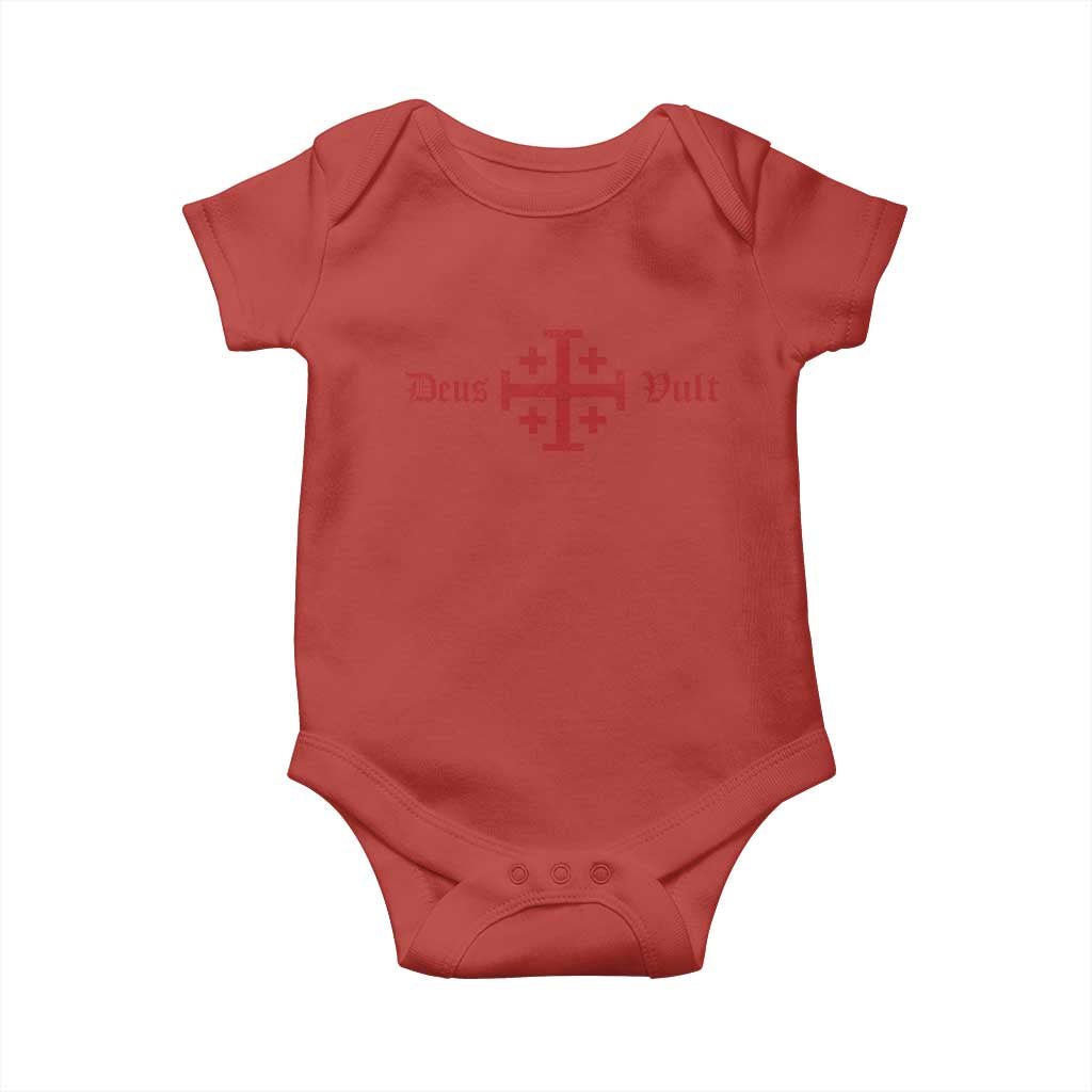 Deus Vult Catholic Knight Templar Crusader Cross Baby Onesie TS11 Red Print Your Wear