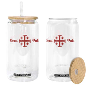 Deus Vult Catholic Knight Templar Crusader Cross Glass Can TS11 Print Your Wear