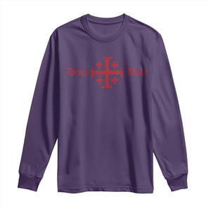 Deus Vult Catholic Knight Templar Crusader Cross Long Sleeve Shirt TS11 Purple Print Your Wear