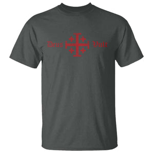 Deus Vult Catholic Knight Templar Crusader Cross T Shirt TS11 Dark Heather Print Your Wear