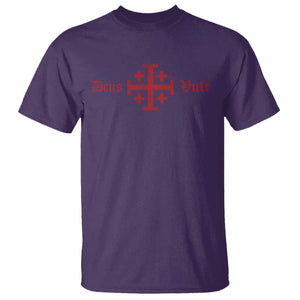 Deus Vult Catholic Knight Templar Crusader Cross T Shirt TS11 Purple Print Your Wear