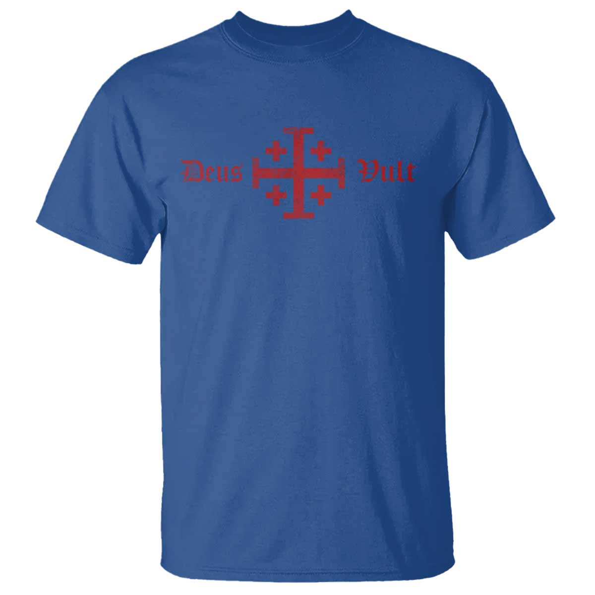 Deus Vult Catholic Knight Templar Crusader Cross T Shirt TS11 Royal Blue Print Your Wear