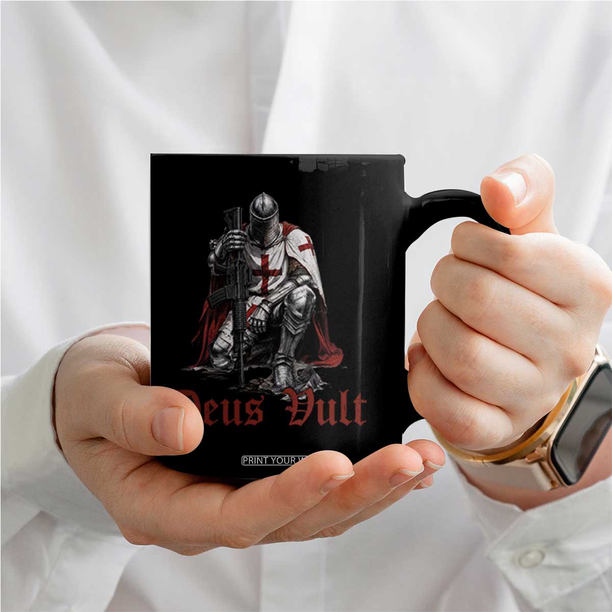 Deus Vult Knights Templar Gun Lover Coffee Mug Crusader Cross Soldier of Christ TS11 Print Your Wear