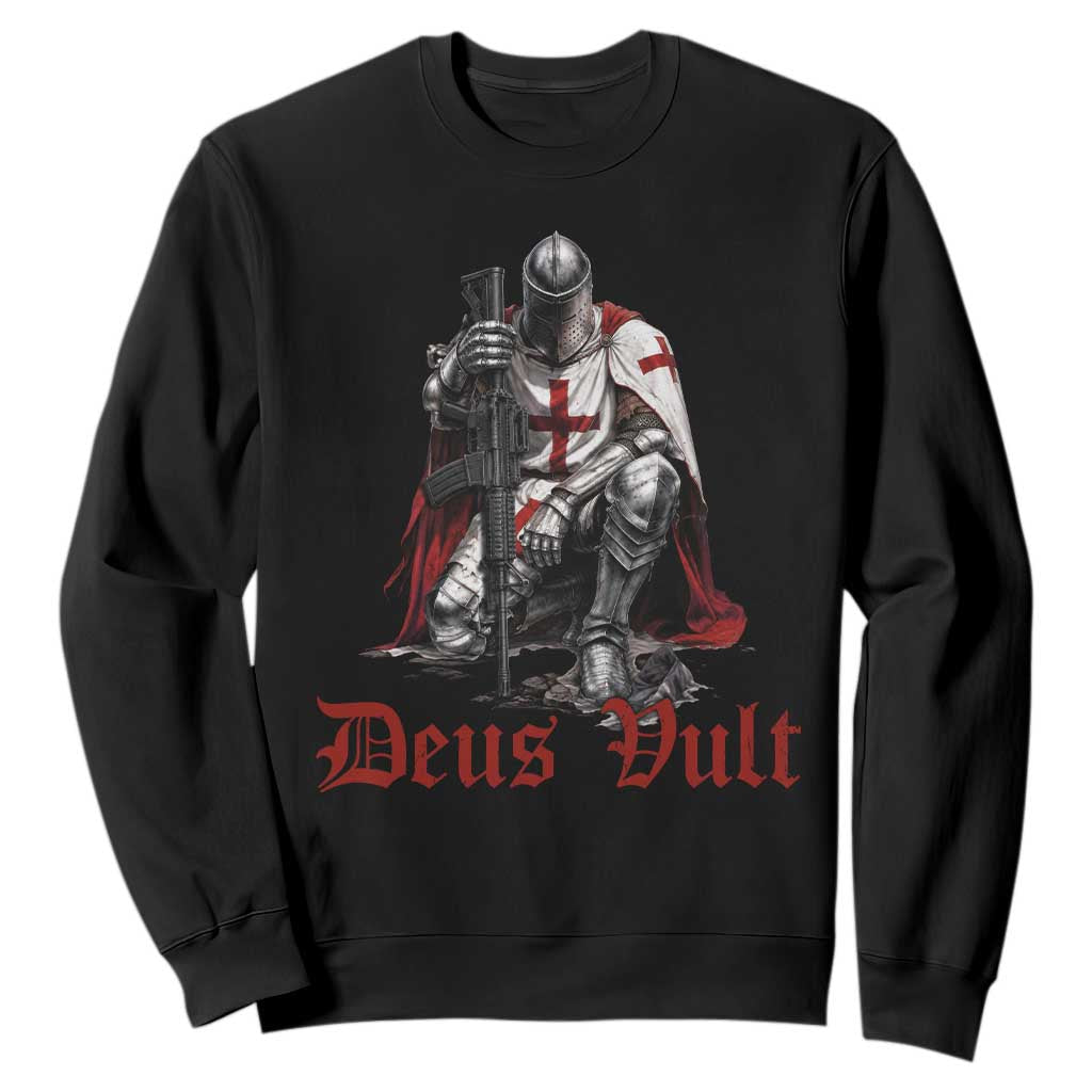 Deus Vult Knights Templar Gun Lover Sweatshirt Crusader Cross Soldier of Christ TS11 Black Print Your Wear