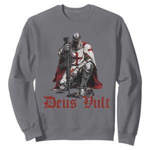 Deus Vult Knights Templar Gun Lover Sweatshirt Crusader Cross Soldier of Christ TS11 Charcoal Print Your Wear