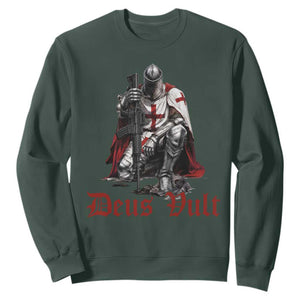 Deus Vult Knights Templar Gun Lover Sweatshirt Crusader Cross Soldier of Christ TS11 Dark Forest Green Print Your Wear