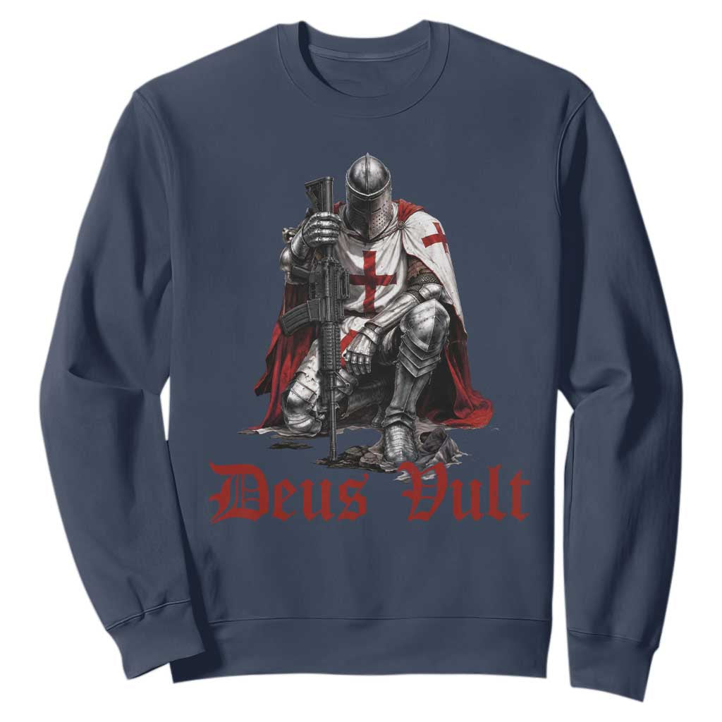 Deus Vult Knights Templar Gun Lover Sweatshirt Crusader Cross Soldier of Christ TS11 Navy Print Your Wear