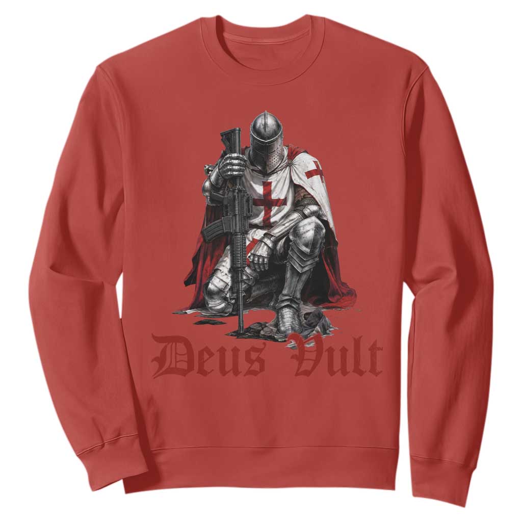 Deus Vult Knights Templar Gun Lover Sweatshirt Crusader Cross Soldier of Christ TS11 Red Print Your Wear