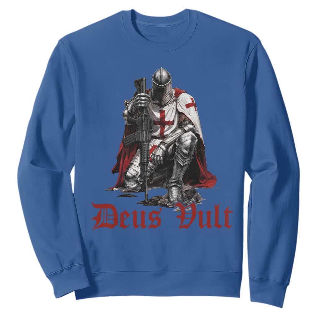 Deus Vult Knights Templar Gun Lover Sweatshirt Crusader Cross Soldier of Christ TS11 Royal Blue Print Your Wear