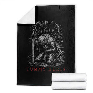Tummy Hurts Funny Medieval Knight Dark Fantasy Humor Throw Blanket TS11 Black Print Your Wear