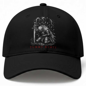 Tummy Hurts Funny Medieval Knight Dark Fantasy Humor Baseball Cap TS11 Print Your Wear