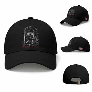 Tummy Hurts Funny Medieval Knight Dark Fantasy Humor Baseball Cap TS11 Baseball Cap Universal Fit Black Print Your Wear