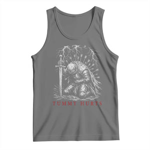 Tummy Hurts Funny Medieval Knight Dark Fantasy Humor Tank Top TS11 Black Heather Print Your Wear