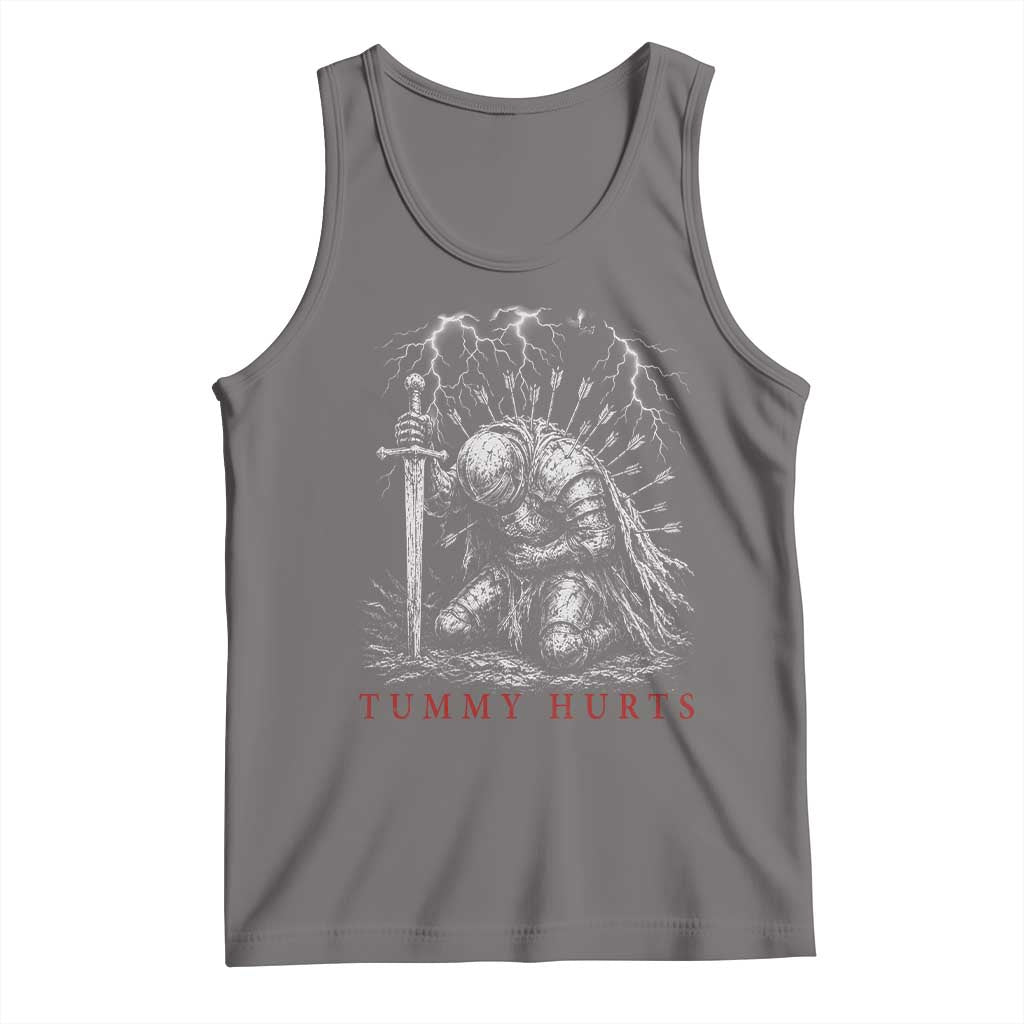 Tummy Hurts Funny Medieval Knight Dark Fantasy Humor Tank Top TS11 Deep Heather Print Your Wear