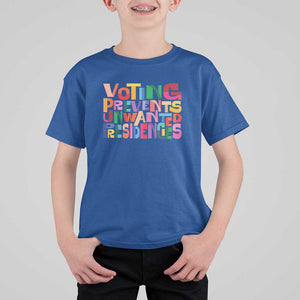 Voting Prevents Unwanted Presidencies T Shirt For Kid US Election Political 2024 TS11 Royal Blue Print Your Wear