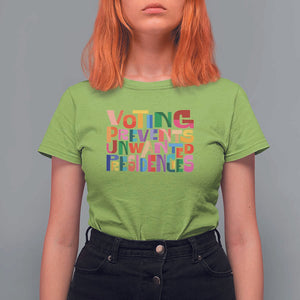 Voting Prevents Unwanted Presidencies T Shirt For Women US Election Political 2024 TS11 Lime Print Your Wear