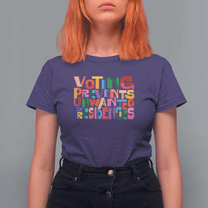 Voting Prevents Unwanted Presidencies T Shirt For Women US Election Political 2024 TS11 Purple Print Your Wear