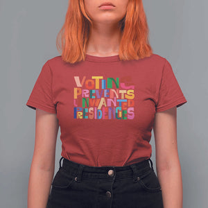 Voting Prevents Unwanted Presidencies T Shirt For Women US Election Political 2024 TS11 Red Print Your Wear