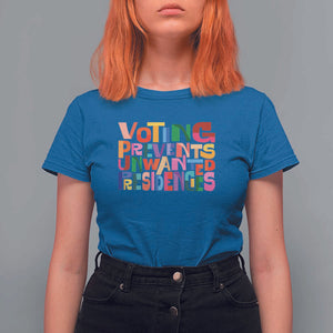 Voting Prevents Unwanted Presidencies T Shirt For Women US Election Political 2024 TS11 Royal Blue Print Your Wear