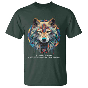 Native Americans T Shirt My Spirit Animal A Reflection Of My True Essence Wolf TS11 Dark Forest Green Print Your Wear