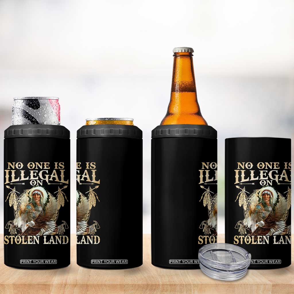 Native American 4 in 1 Can Cooler Tumbler No One Is Illegal On Stolen Land Eagle Tribe TS11 Print Your Wear
