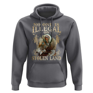 Native American Hoodie No One Is Illegal On Stolen Land Eagle Tribe TS11 Charcoal Print Your Wear