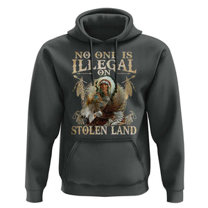 Native American Hoodie No One Is Illegal On Stolen Land Eagle Tribe TS11 Dark Heather Print Your Wear