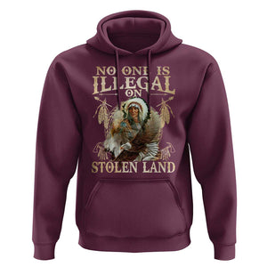 Native American Hoodie No One Is Illegal On Stolen Land Eagle Tribe TS11 Maroon Print Your Wear