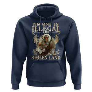 Native American Hoodie No One Is Illegal On Stolen Land Eagle Tribe TS11 Navy Print Your Wear