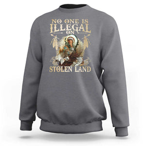 Native American Sweatshirt No One Is Illegal On Stolen Land Eagle Tribe TS11 Charcoal Print Your Wear