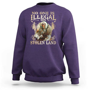 Native American Sweatshirt No One Is Illegal On Stolen Land Eagle Tribe TS11 Purple Print Your Wear