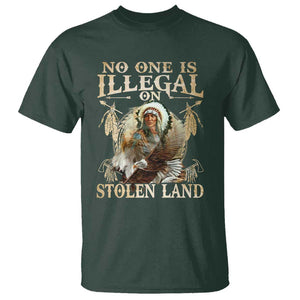 Native American T Shirt No One Is Illegal On Stolen Land Eagle Tribe TS11 Dark Forest Green Print Your Wear