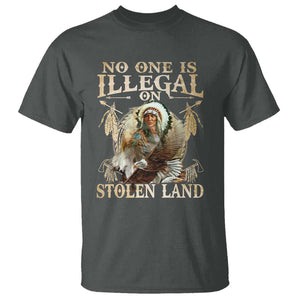 Native American T Shirt No One Is Illegal On Stolen Land Eagle Tribe TS11 Dark Heather Print Your Wear