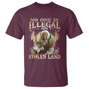 Native American T Shirt No One Is Illegal On Stolen Land Eagle Tribe TS11 Maroon Print Your Wear