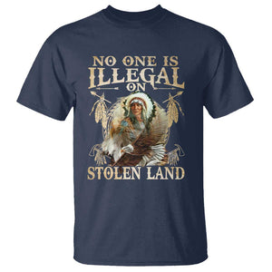 Native American T Shirt No One Is Illegal On Stolen Land Eagle Tribe TS11 Navy Print Your Wear