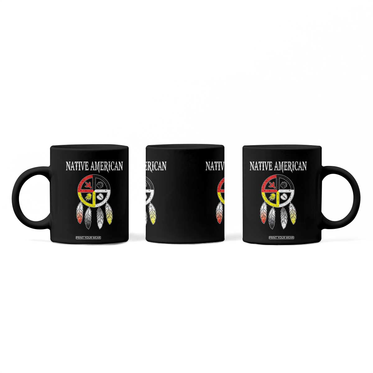 Native American Coffee Mug Medicine Wheel Dreamcatcher Spirit Animal Paws TS11 Print Your Wear