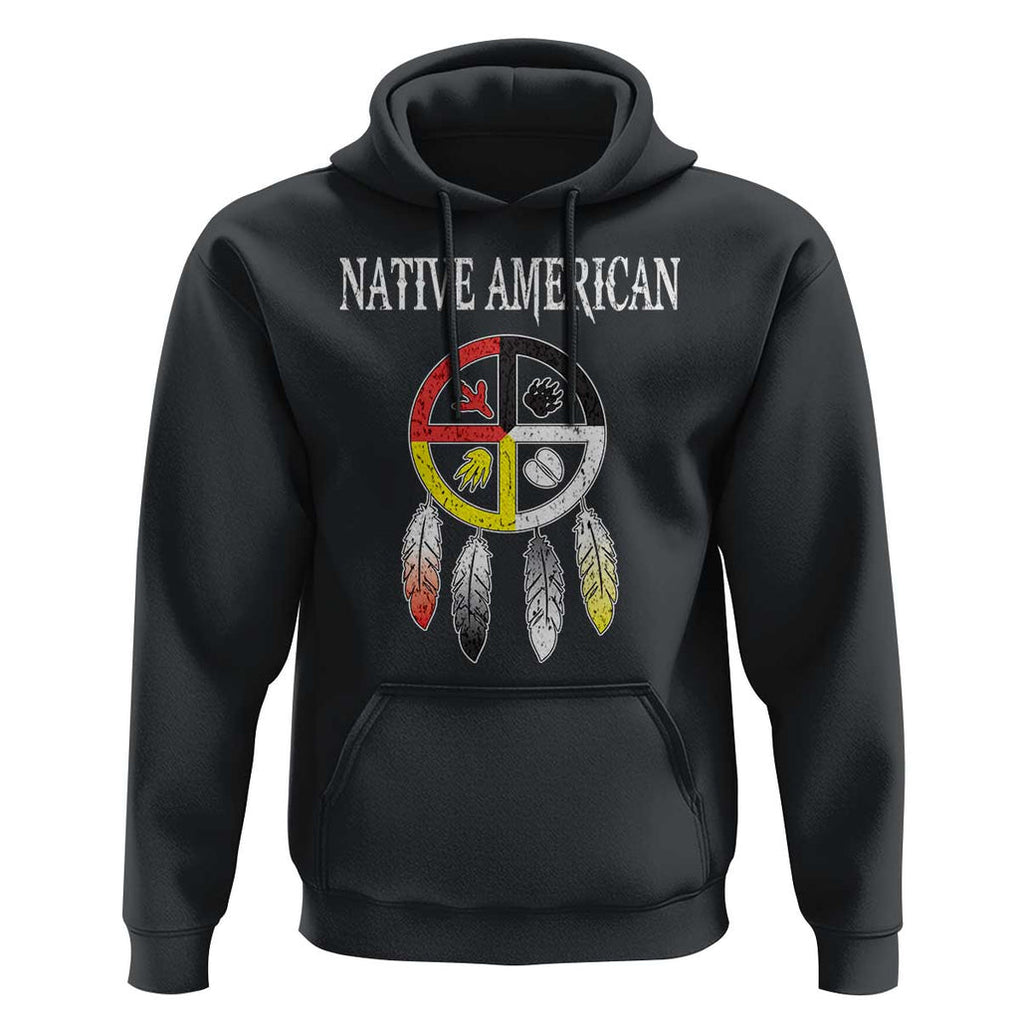 Native American Hoodie Medicine Wheel Dreamcatcher Spirit Animal Paws TS11 Black Print Your Wear