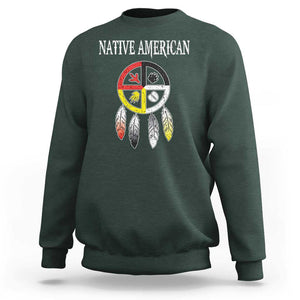 Native American Sweatshirt Medicine Wheel Dreamcatcher Spirit Animal Paws TS11 Dark Forest Green Print Your Wear