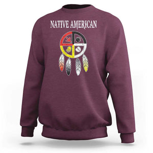 Native American Sweatshirt Medicine Wheel Dreamcatcher Spirit Animal Paws TS11 Maroon Print Your Wear