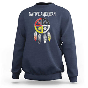 Native American Sweatshirt Medicine Wheel Dreamcatcher Spirit Animal Paws TS11 Navy Print Your Wear