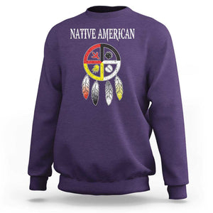 Native American Sweatshirt Medicine Wheel Dreamcatcher Spirit Animal Paws TS11 Purple Print Your Wear