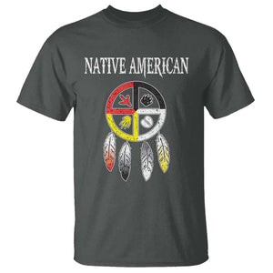 Native American T Shirt Medicine Wheel Dreamcatcher Spirit Animal Paws TS11 Dark Heather Print Your Wear