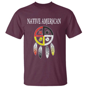 Native American T Shirt Medicine Wheel Dreamcatcher Spirit Animal Paws TS11 Maroon Print Your Wear