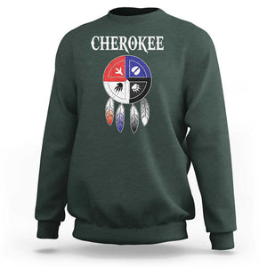 Cherokee Sweatshirt Native American Tribes Medicine Wheel Dreamcatcher Spirit Animal Paws TS11 Dark Forest Green Print Your Wear