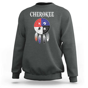 Cherokee Sweatshirt Native American Tribes Medicine Wheel Dreamcatcher Spirit Animal Paws TS11 Dark Heather Print Your Wear