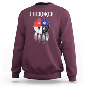 Cherokee Sweatshirt Native American Tribes Medicine Wheel Dreamcatcher Spirit Animal Paws TS11 Maroon Print Your Wear