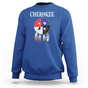 Cherokee Sweatshirt Native American Tribes Medicine Wheel Dreamcatcher Spirit Animal Paws TS11 Royal Blue Print Your Wear